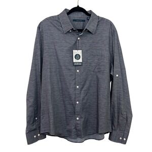 NWT Perry Ellis Dark Sapphire Untucked Shirt Mens XL Long Sleeve Button Up